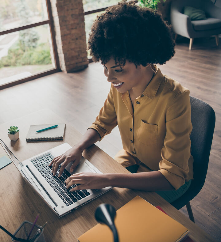 Woman working on a laptop